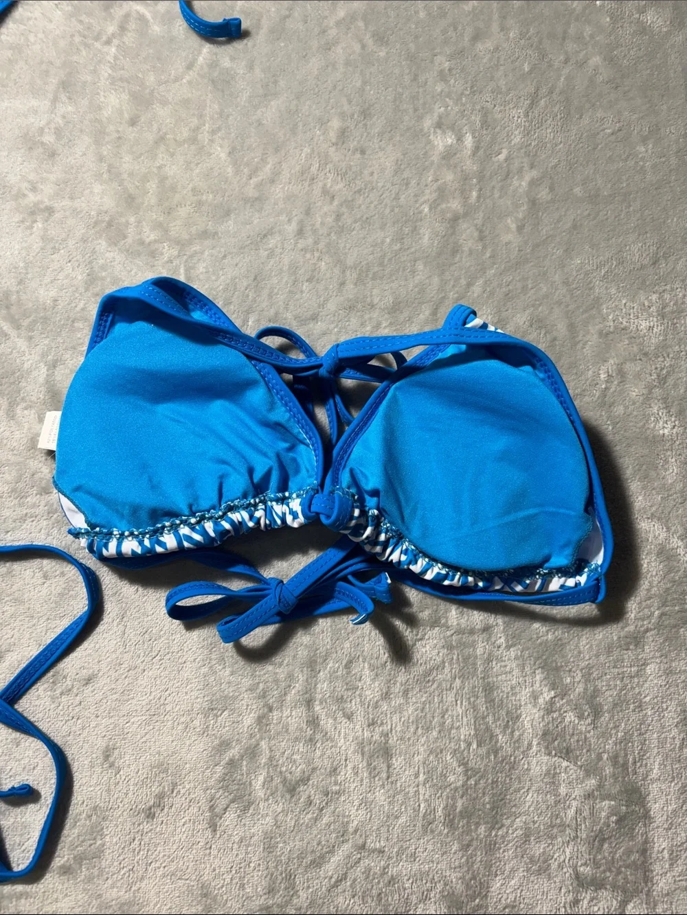Fendi FF Vertigo Bikini Set Blue White Logo Monogram String Swimsuit Size L